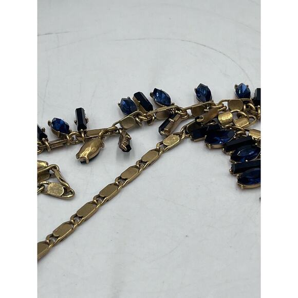 J. Crew Brilliant Blue Marquise Rectangular Dangles Gold Tone Necklace - Picture 16 of 16